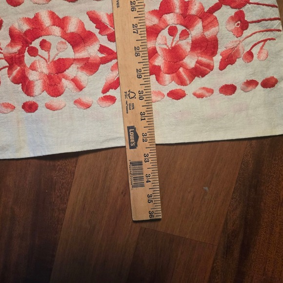 Vintage Boho Top Hand Embroidered Bird Floral Manta Cotton Mexican Huipil Midi - Picture 9 of 11